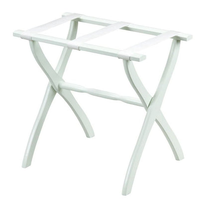 White Folding Luggage Rack With White Straps HomeRoots
