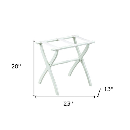 White Folding Luggage Rack With White Straps HomeRoots