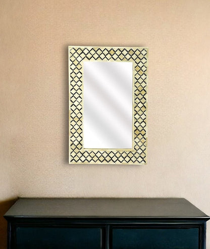 24" Ivory And Black Framed Accent Mirror HomeRoots
