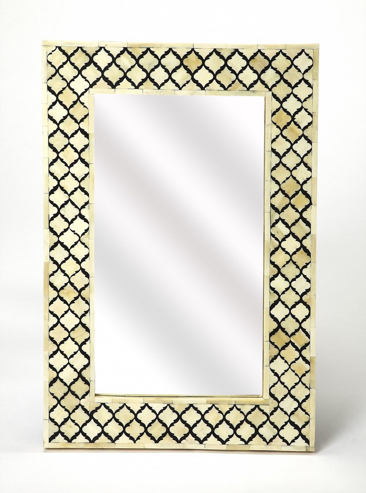 24" Ivory And Black Framed Accent Mirror HomeRoots