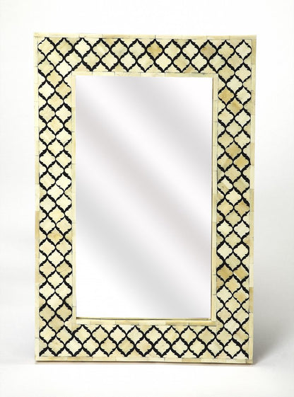 24" Ivory And Black Framed Accent Mirror HomeRoots