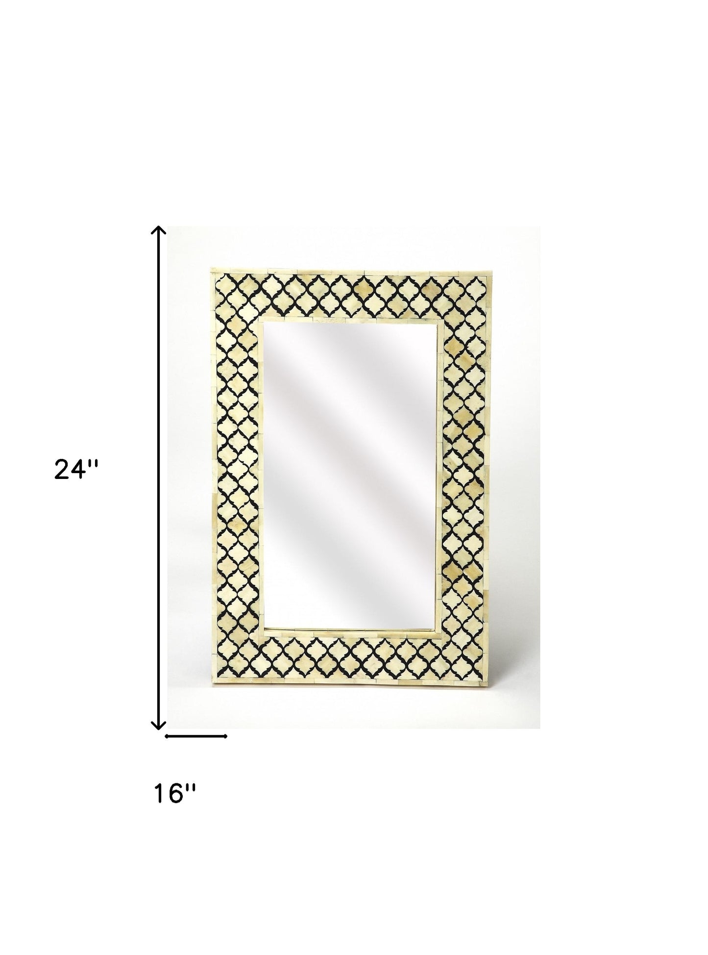 24" Ivory And Black Framed Accent Mirror