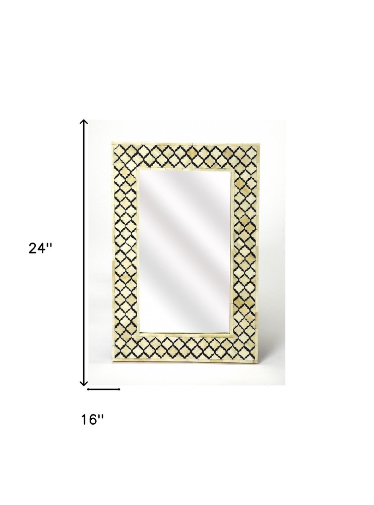 24" Ivory And Black Framed Accent Mirror HomeRoots