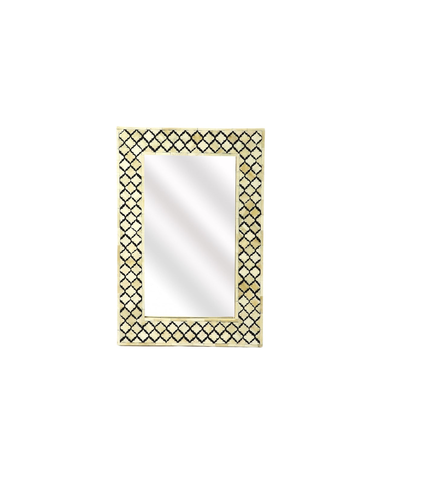 24" Ivory And Black Framed Accent Mirror