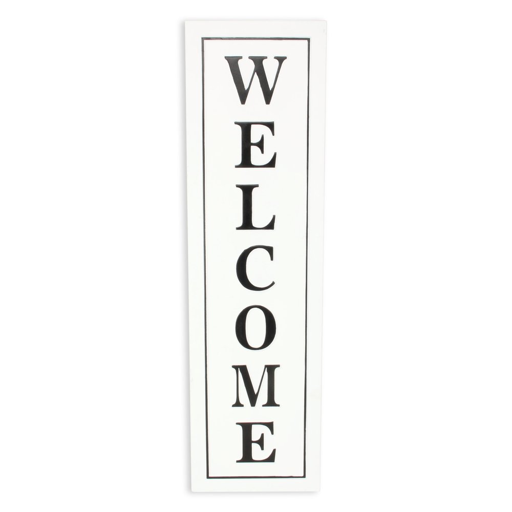 39" X 11" White And Black Welcome Metal Wall Decor — view 1