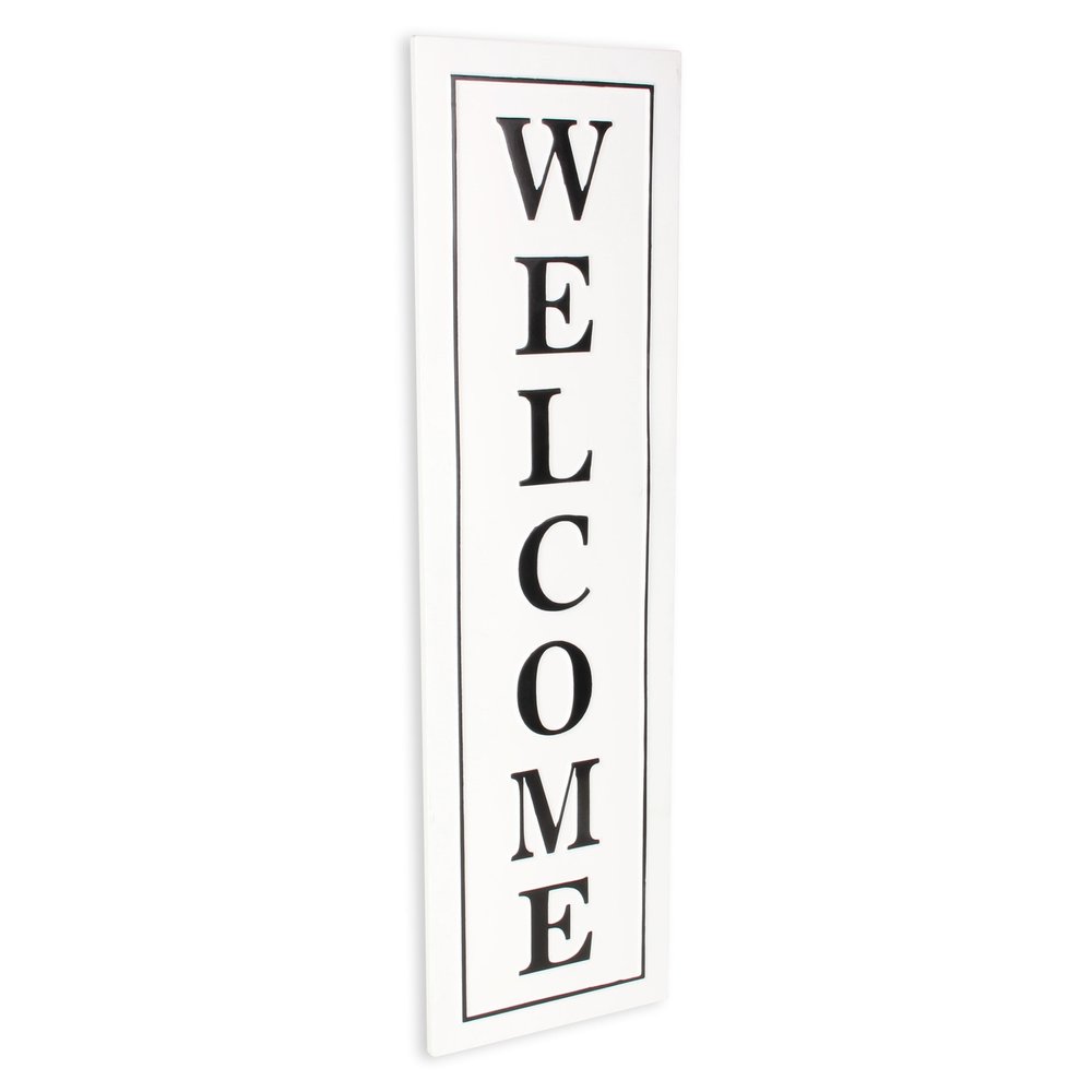39" X 11" White And Black Welcome Metal Wall Decor — view 2