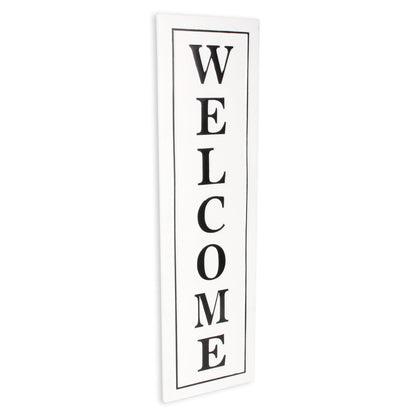 39" X 11" White And Black Welcome Metal Wall Decor
