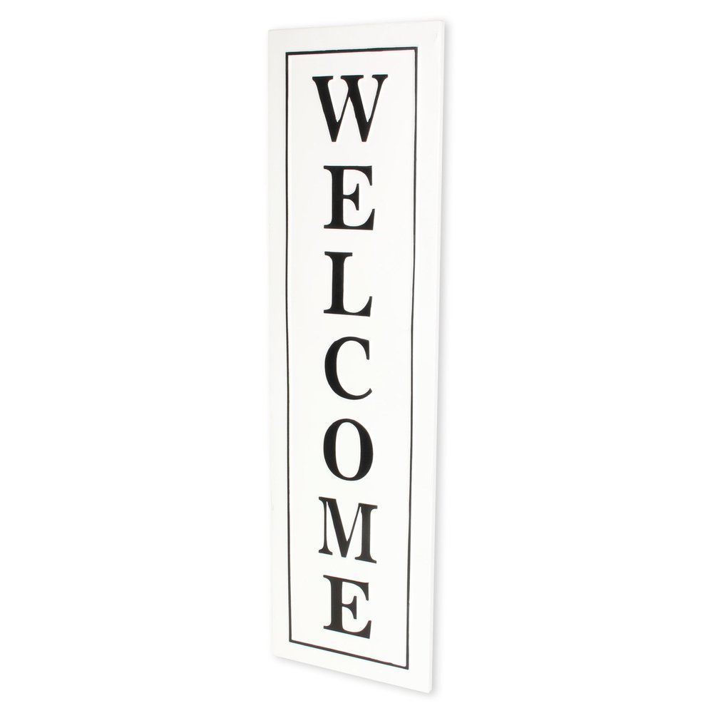 39" X 11" White And Black Welcome Metal Wall Decor — view 3