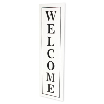 39" X 11" White And Black Welcome Metal Wall Decor