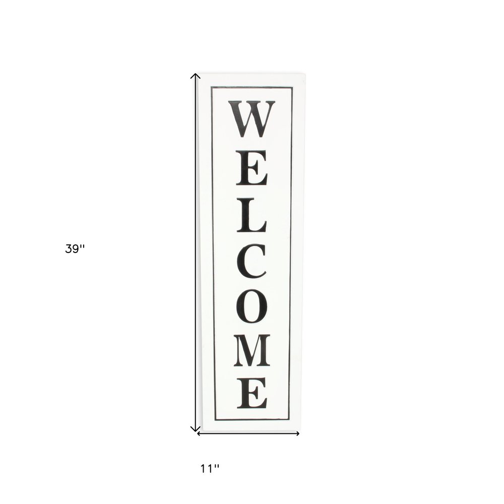 39" X 11" White And Black Welcome Metal Wall Decor — view 4