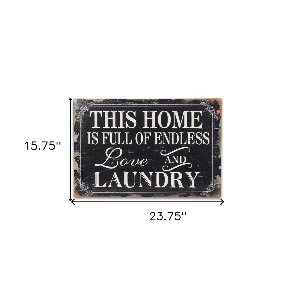 16" X 24" Black and White Endless Love And Laundry Wood Wall Decor — view 4