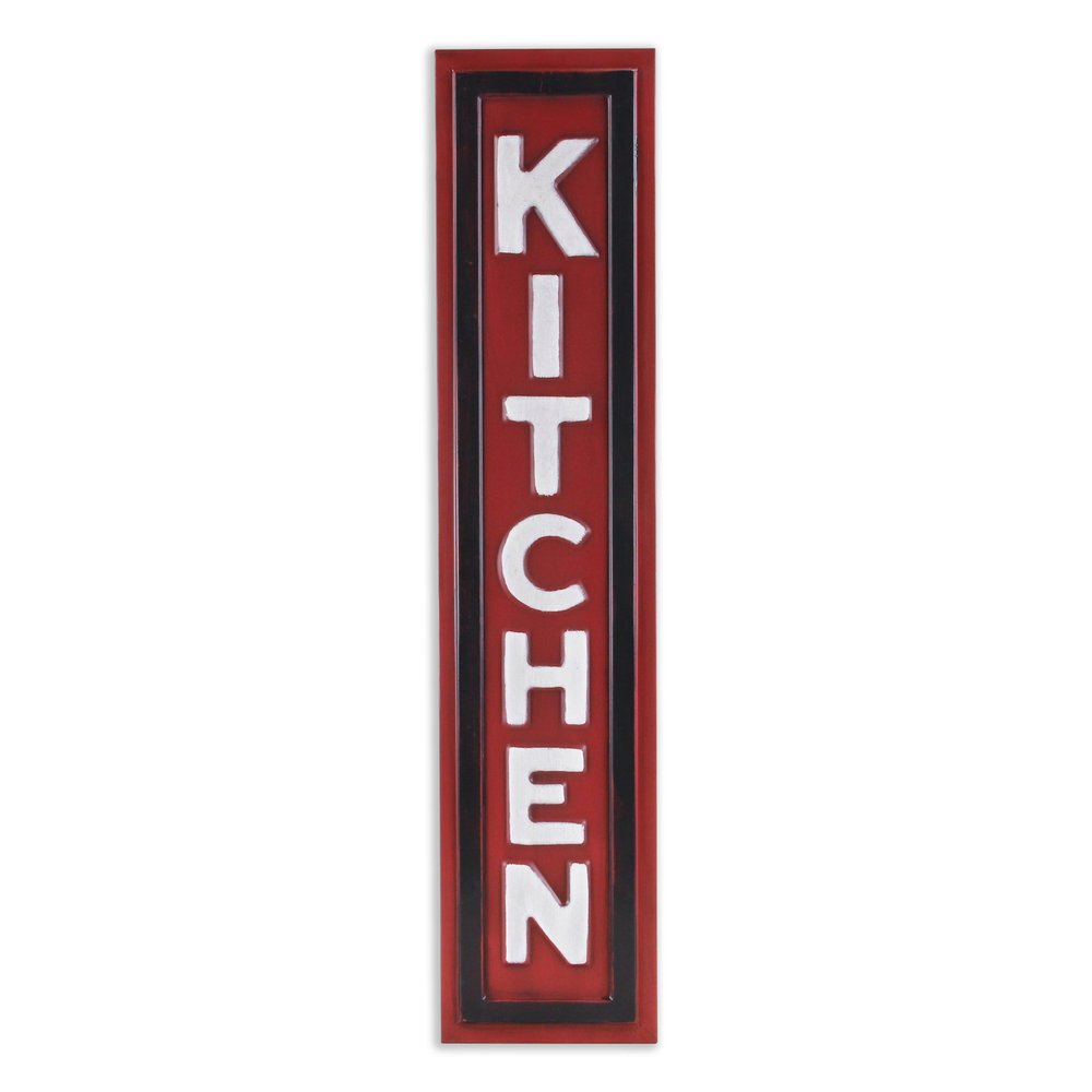 37" X 8" Red And White Kitchen Metal Wall Decor — view 1