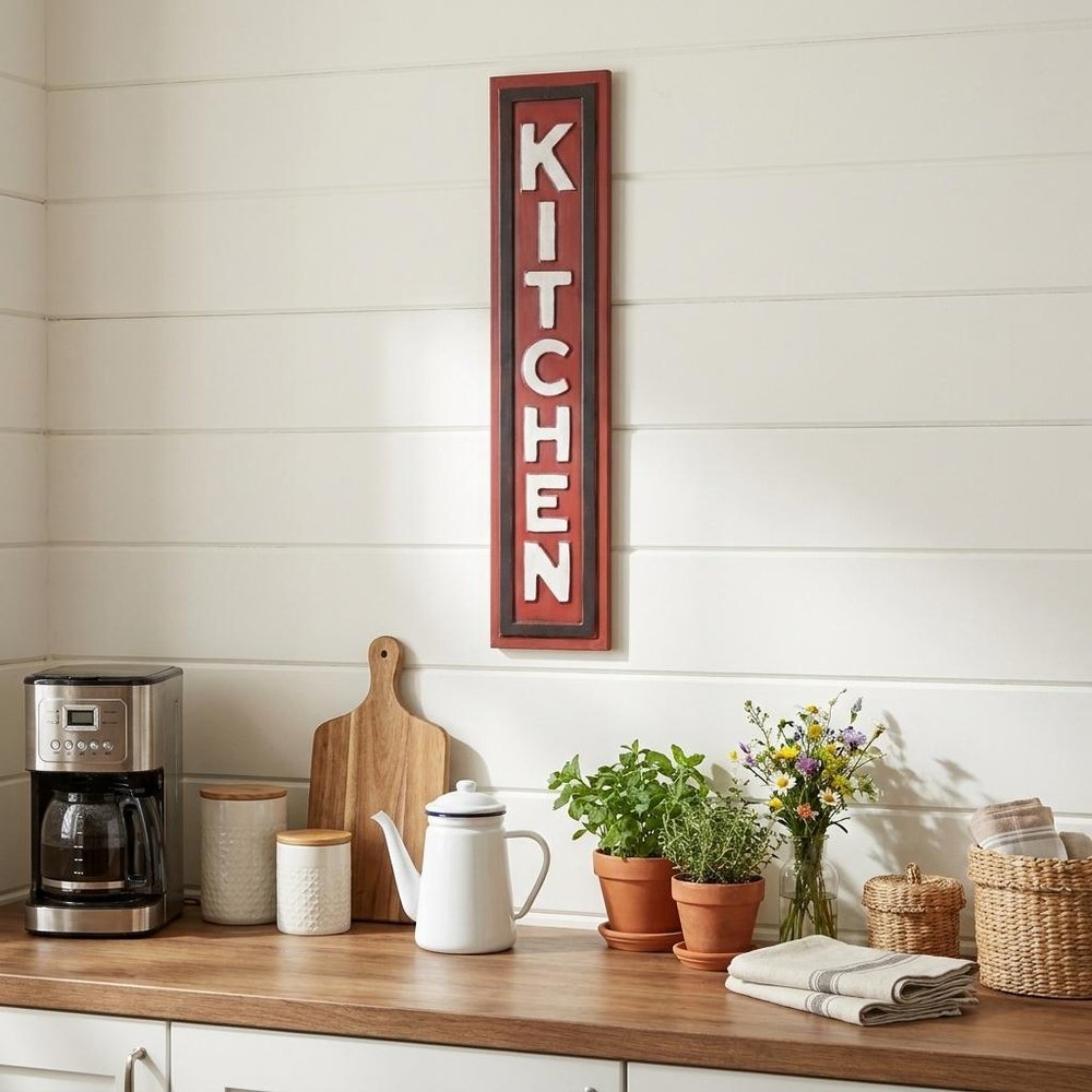 37" X 8" Red And White Kitchen Metal Wall Decor — view 5