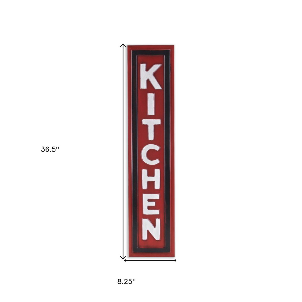 37" X 8" Red And White Kitchen Metal Wall Decor — view 4