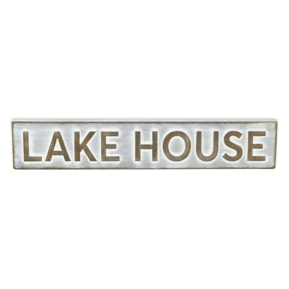 5" X 24" Gray and Brown Lake House Metal Wall Decor — view 1