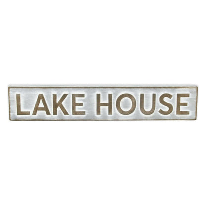 5" X 24" Gray and Brown Lake House Metal Wall Decor