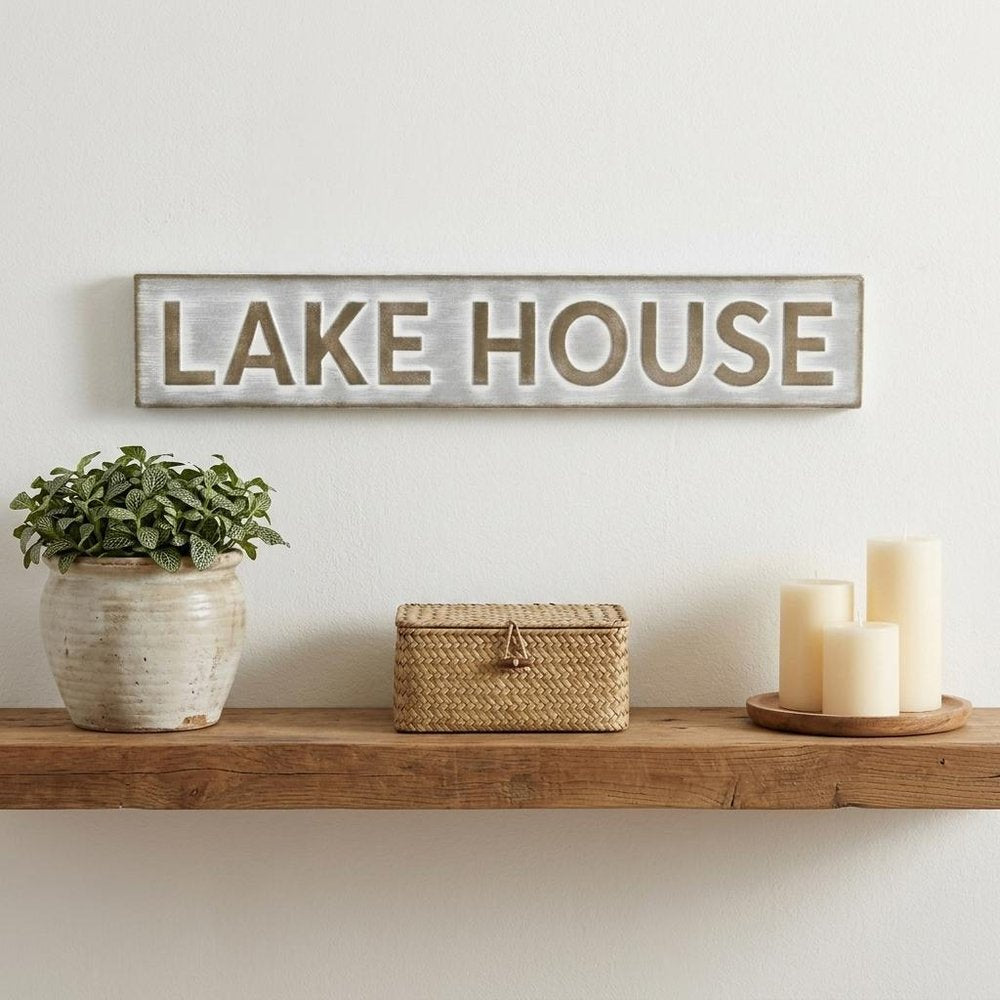 5" X 24" Gray and Brown Lake House Metal Wall Decor — view 5
