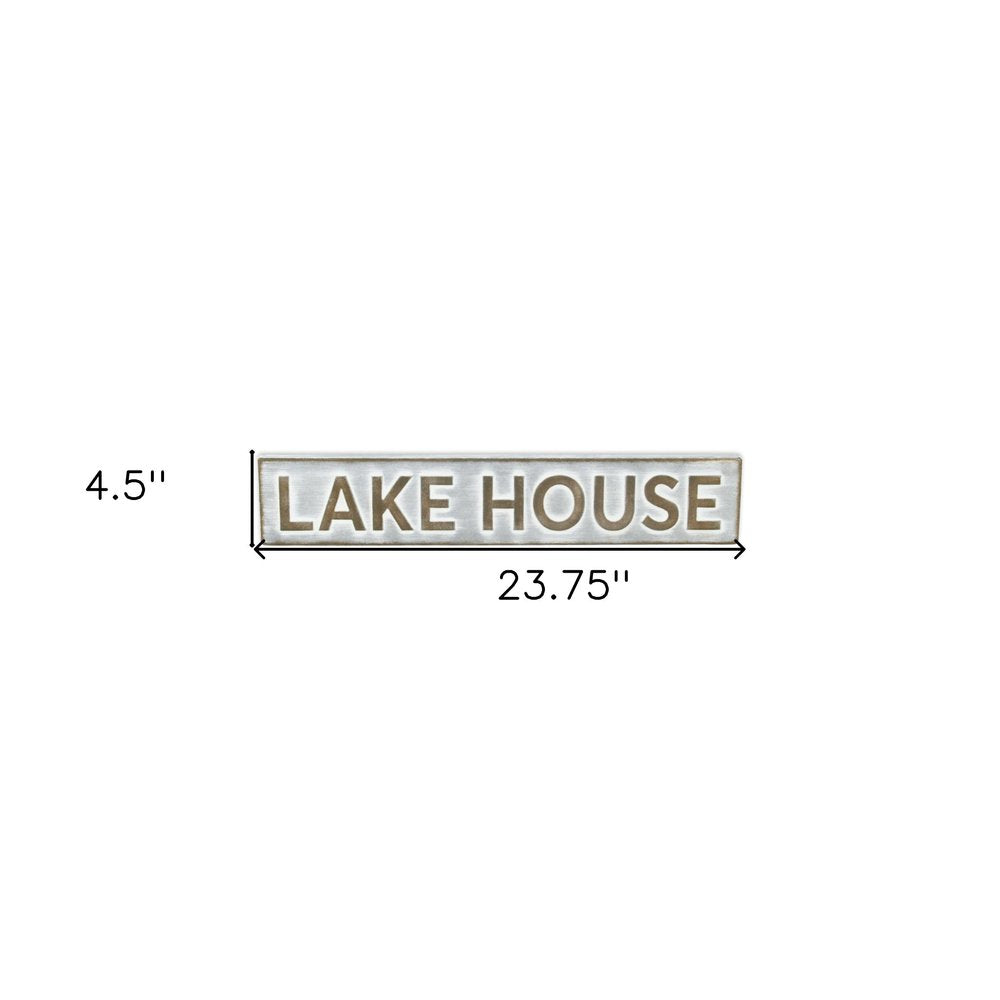 5" X 24" Gray and Brown Lake House Metal Wall Decor — view 4