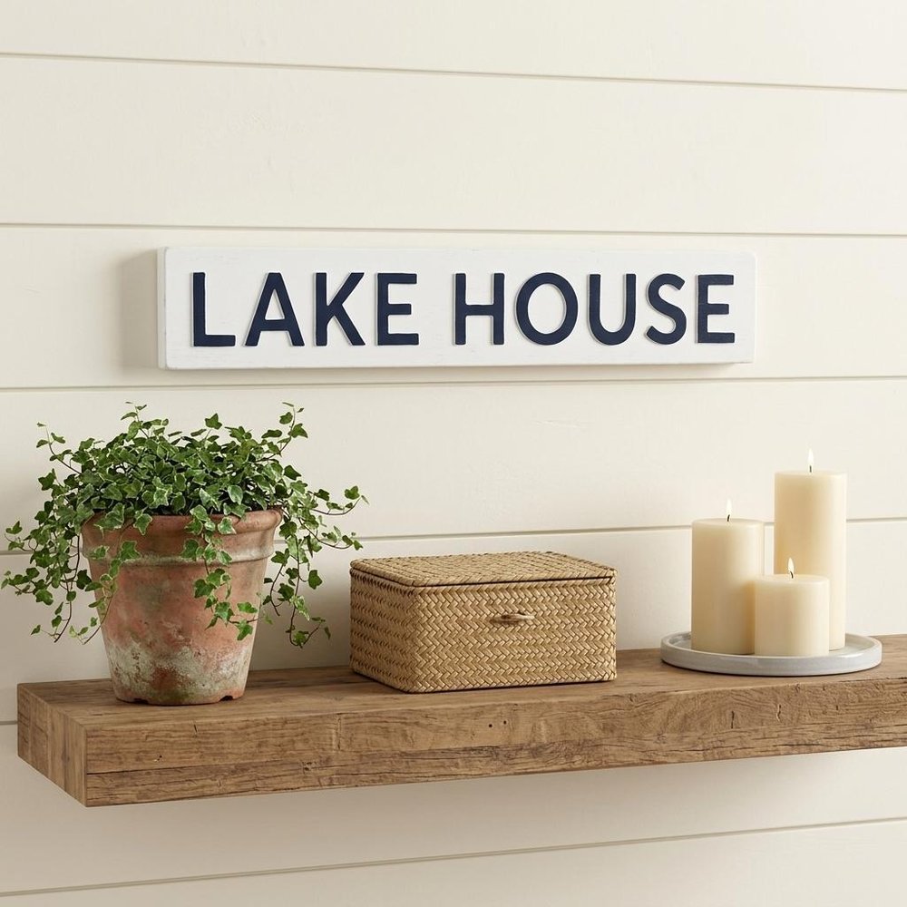 5" X 24" White Lake House Metal Wall Decor — view 5