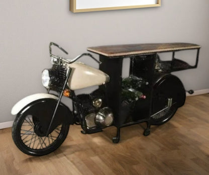 Black and White Metal And Solid Wood Rolling Bar Cart With Wine Storage HomeRoots