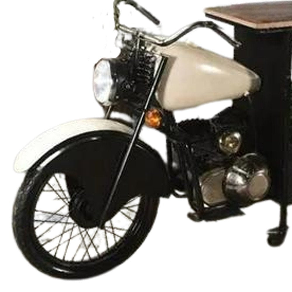 Black and White Metal And Solid Wood Rolling Bar Cart With Wine Storage HomeRoots