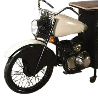 Black and White Metal And Solid Wood Rolling Bar Cart With Wine Storage HomeRoots