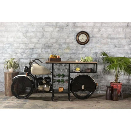 Black and White Metal And Solid Wood Rolling Bar Cart With Wine Storage HomeRoots