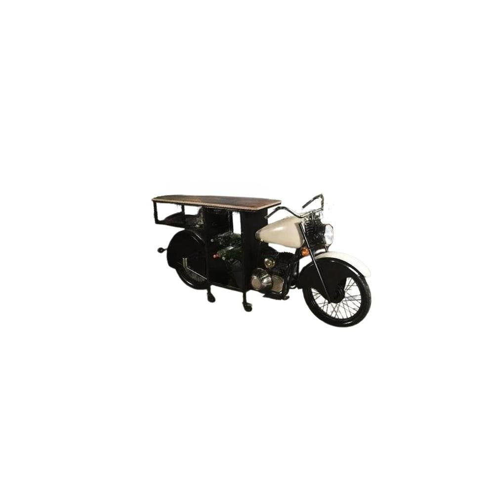 Black and White Metal And Solid Wood Rolling Bar Cart With Wine Storage HomeRoots