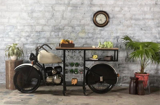 Black and White Metal And Solid Wood Rolling Bar Cart With Wine Storage HomeRoots