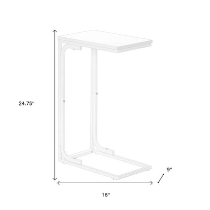 25" White Laminate and Iron End Table HomeRoots