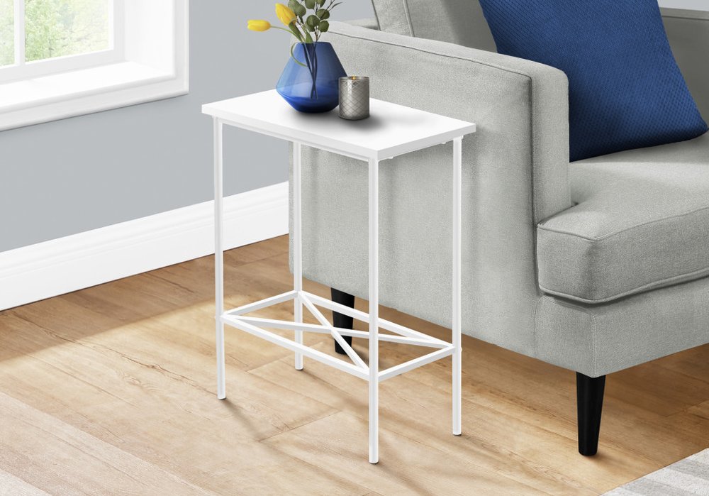24" White Wood And Metal End Table With Shelf — view 4