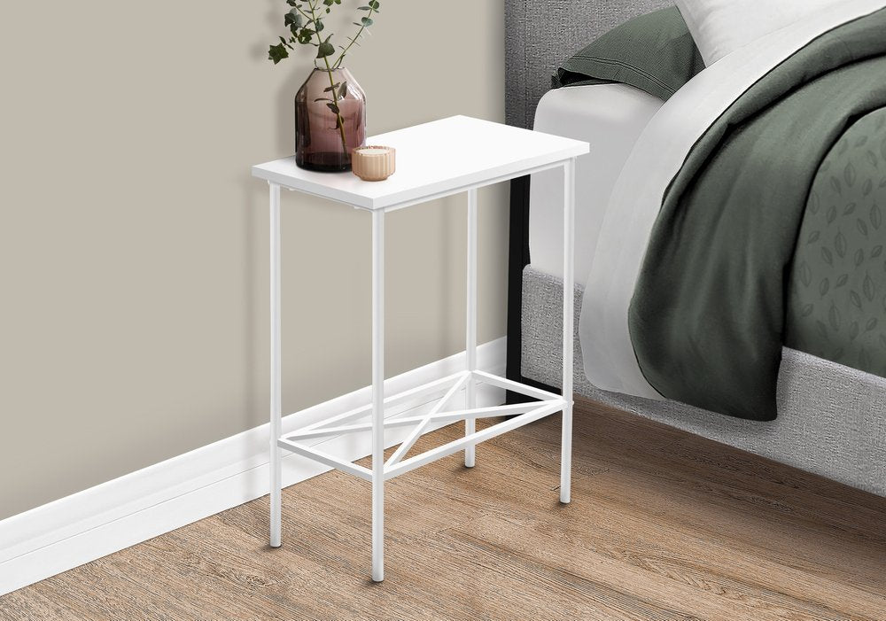 24" White Wood And Metal End Table With Shelf — view 5