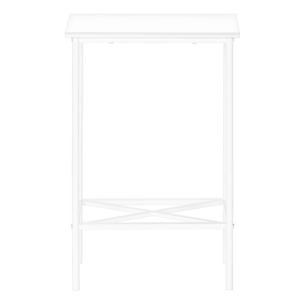 24" White Wood And Metal End Table With Shelf — view 6
