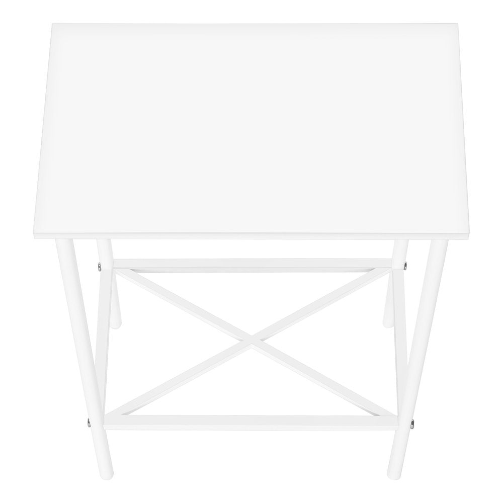24" White Wood And Metal End Table With Shelf HomeRoots