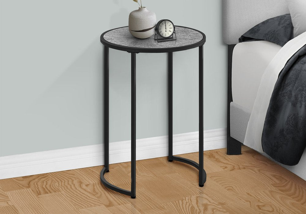 24" Black And Gray Round End Table HomeRoots