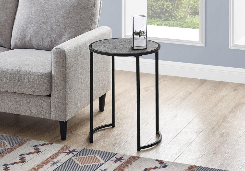 24" Black And Gray Round End Table HomeRoots