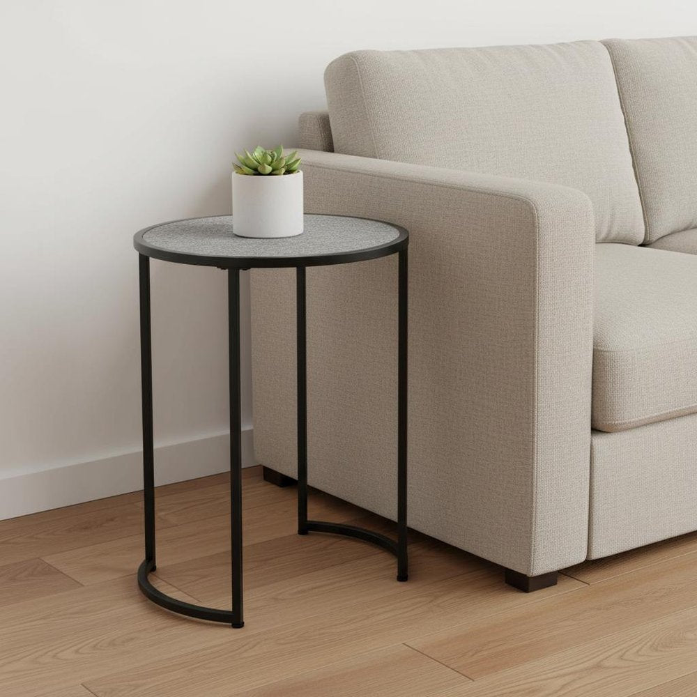 24" Black And Gray Round End Table HomeRoots