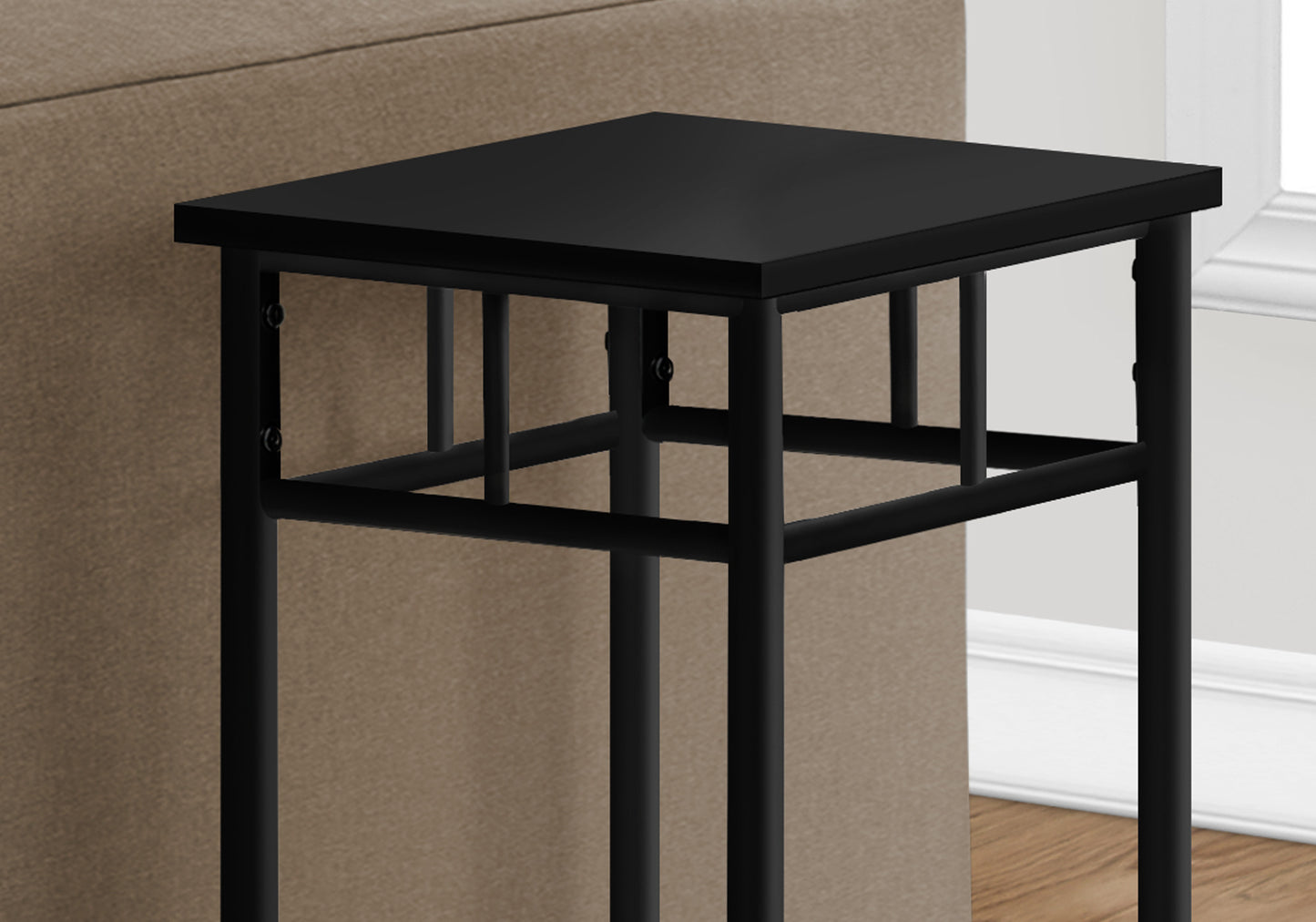 28" Black Square End Table With Shelf