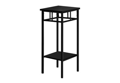28" Black Wood And Iron Square End Table With Shelf