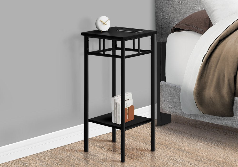 28" Black Square End Table With Shelf HomeRoots
