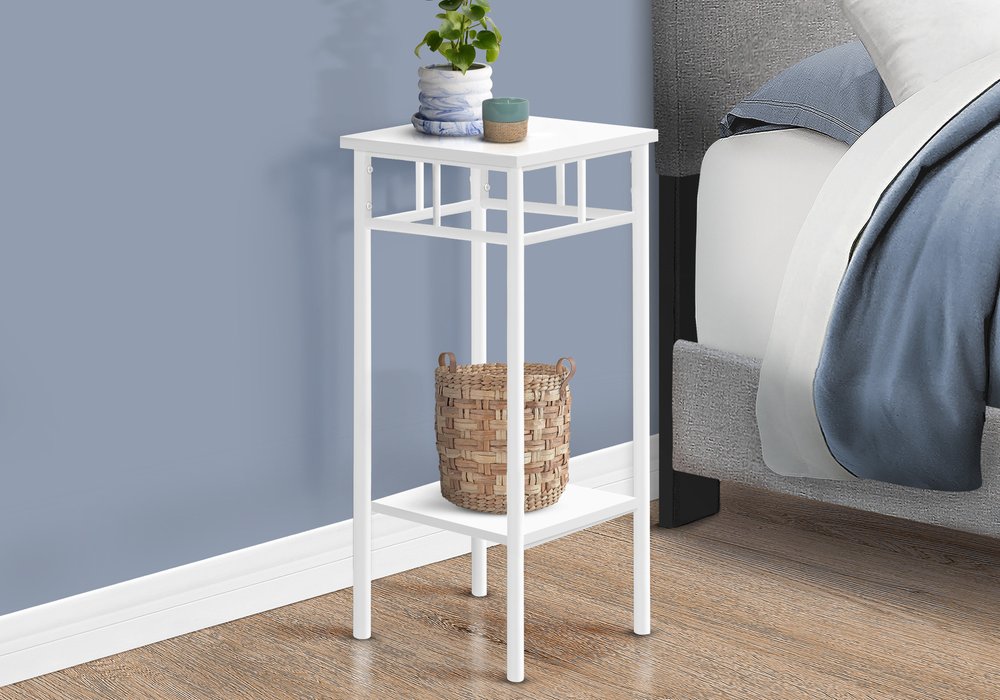 28" White Square End Table With Shelf HomeRoots