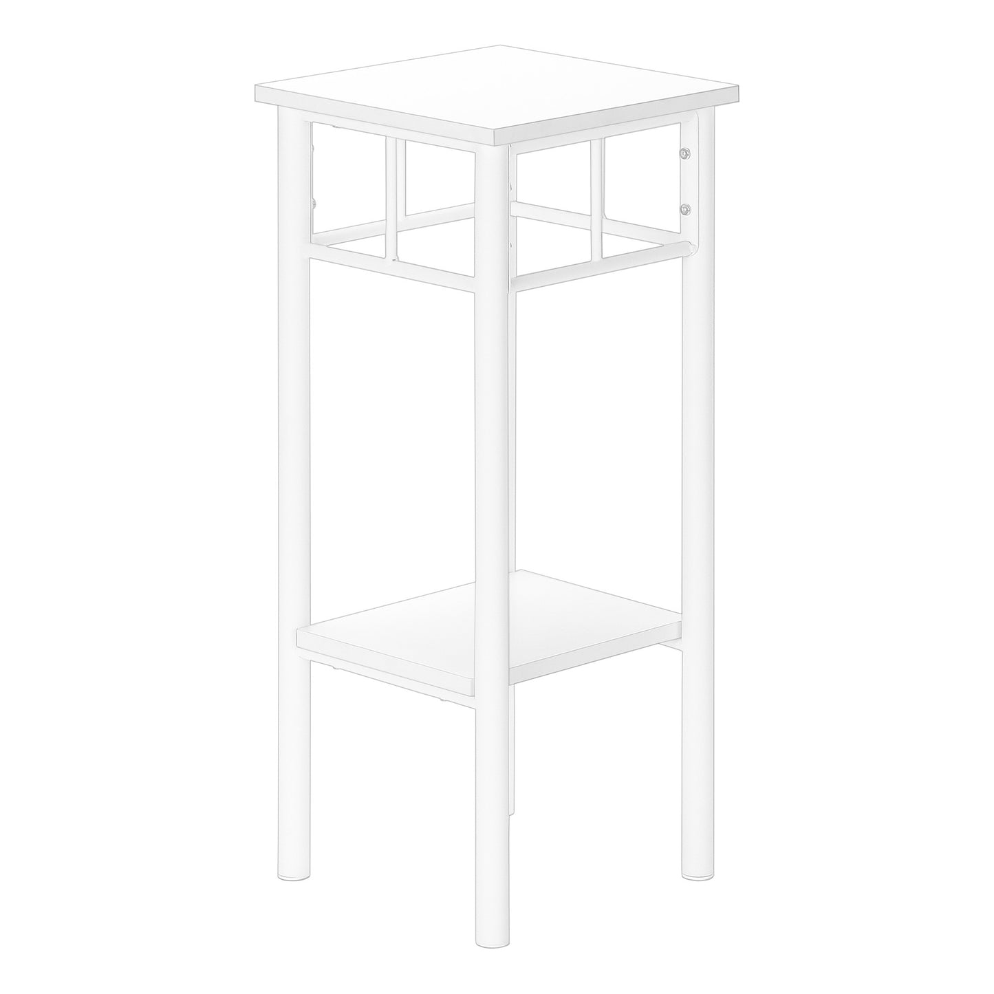 28" White Square End Table With Shelf