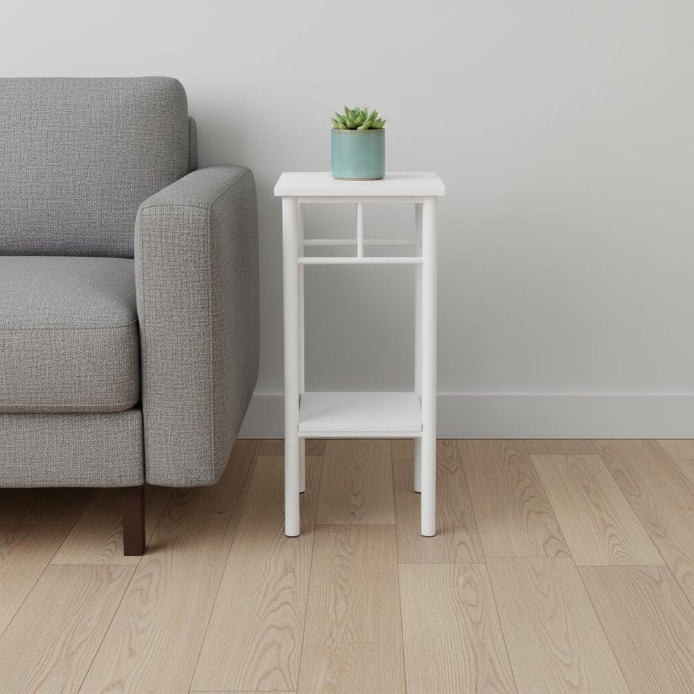 28" White Square End Table With Shelf HomeRoots