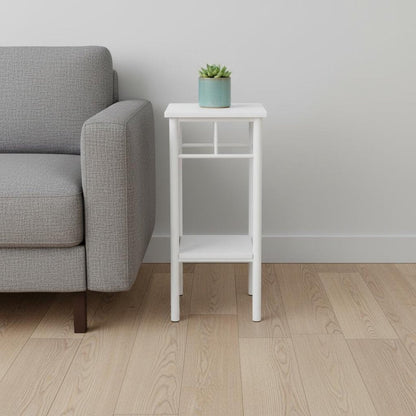 28" White Square End Table With Shelf HomeRoots