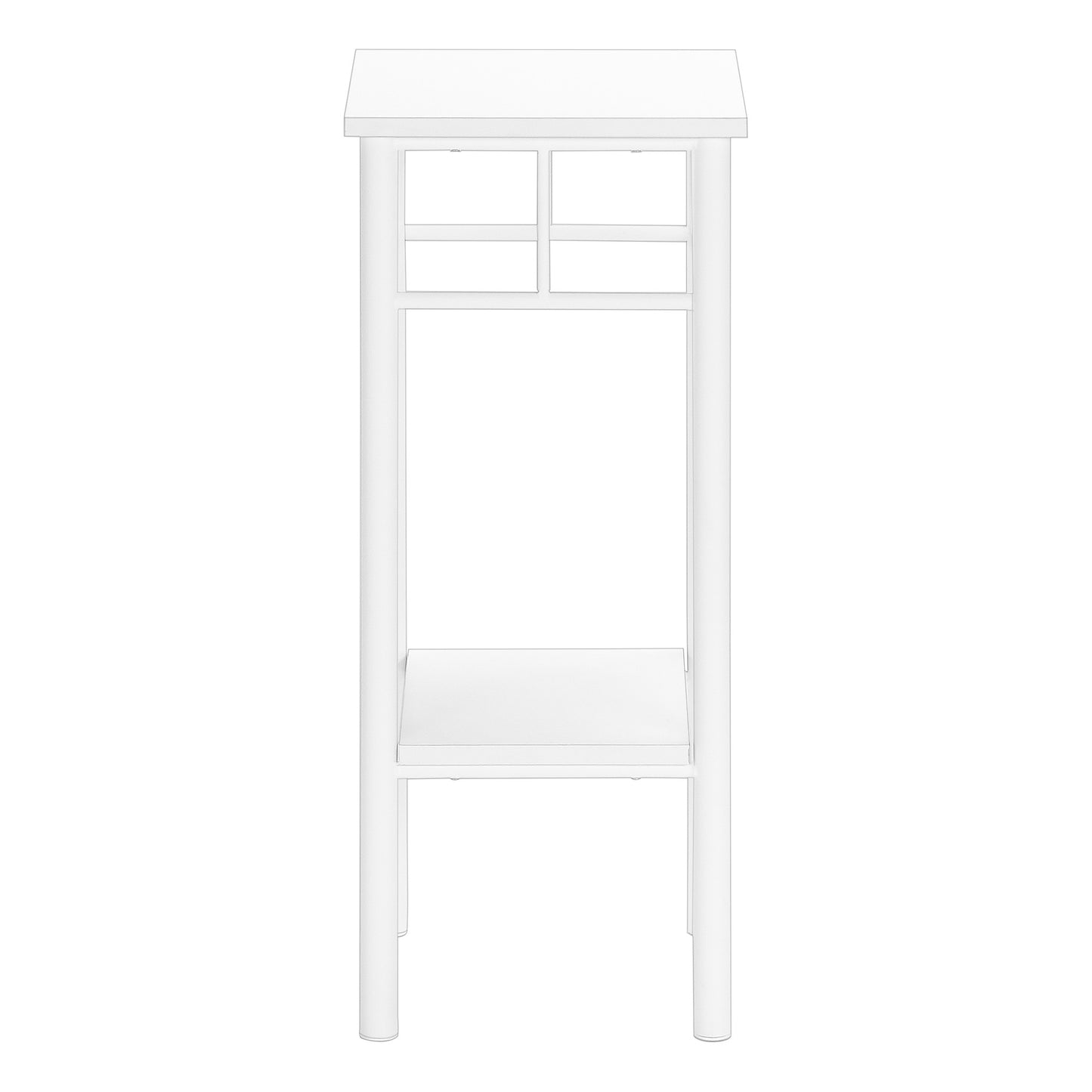 28" White Square End Table With Shelf