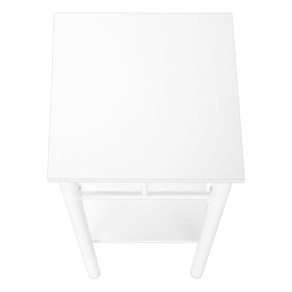 28" White Square End Table With Shelf