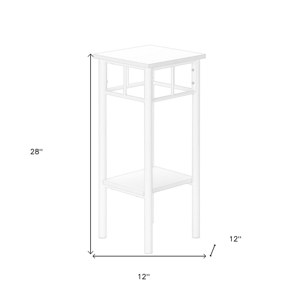 28" White Square End Table With Shelf HomeRoots