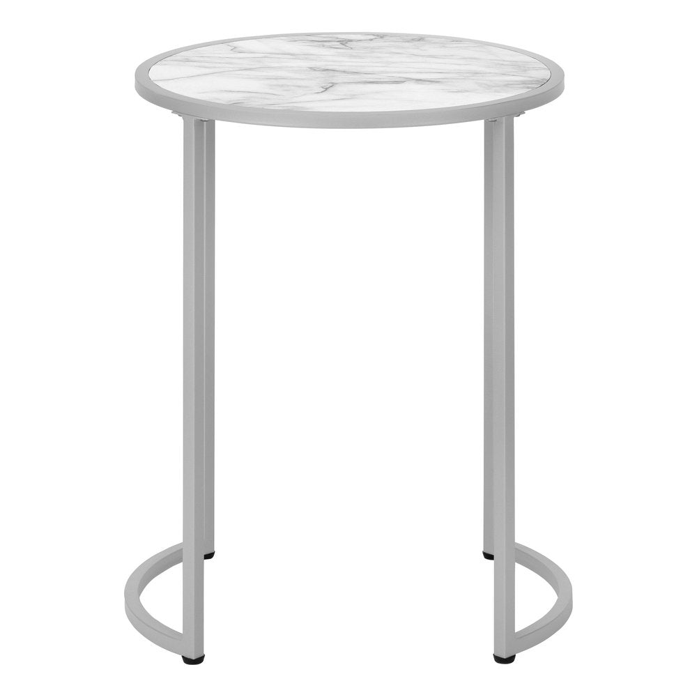 24" Silver And White Round End Table HomeRoots