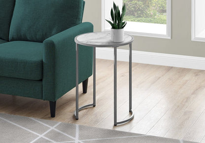 24" Silver And White Round End Table HomeRoots