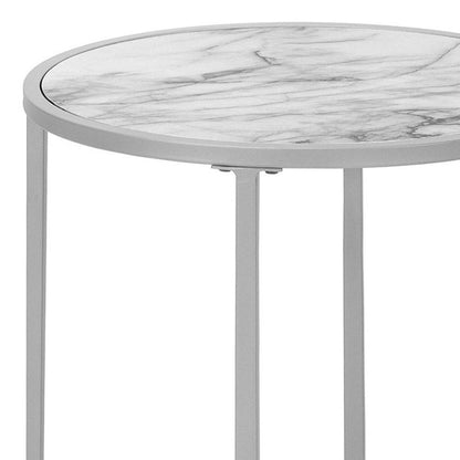 24" Silver And White Round End Table HomeRoots